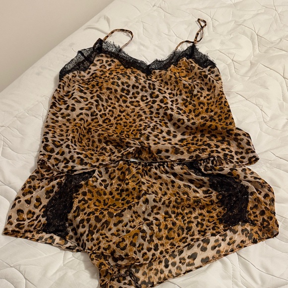 In Bloom Leopard Print Cami Set with Black Lace - Picture 2 of 3
